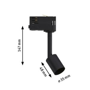 Dimensions spot sur rail Paulmann Prorail3 noir