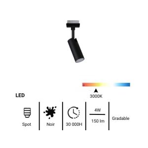 Fiche technique spot sur rail LED Paulmann Urail noir mat