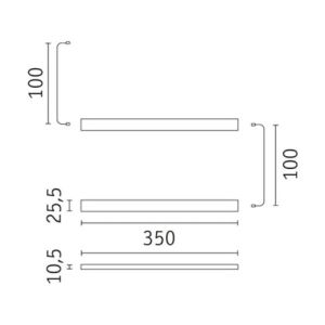Lot de 2 réglettes LED sous meuble avec interrupteur PAULMANN Inline 4W 350lm 3000K blanc 35cm - dimensions