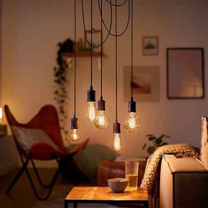 Réalisez des suspensions d'ampoules LED décoratives tendances avec ce cordon de suspension Philips en tissu pour ampoule LED E27.