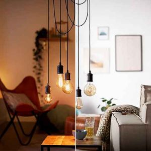 Cette corde de suspension PHILIPS noire MyLiving pour ampoules LED E27 a une puissance max de 60W.