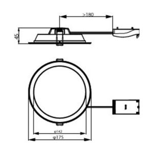 Downlight LED Philips extra plat - schéma avec dimensions