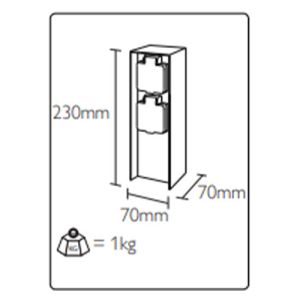Dimensions de la double prise de courant Philips Rock