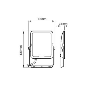projecteur Philips All-in 10W - schéma avec dimensions
