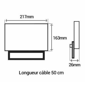 Projecteur extérieur LED extra plat précâblé 230V 50W 4250lm 4000K noir - dimensions