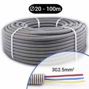 Gaine électrique ICTA préfilée 3G2.5 R/B/VJ D20 PROFIFLEX - Couronne de 100m