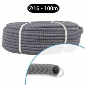 Gaine électrique grise ICTA D16 avec tire-fil PROFIFLEX - Couronne de 100m