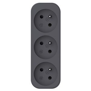 QUARX Multiprise murale Triplite 3 prises 2P+T 16A anthracite - vue de face
