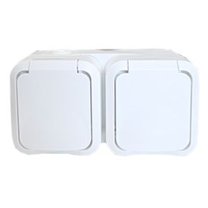 Double prise de courant étanche Quarx Aquapro coloris blanc - vue de face