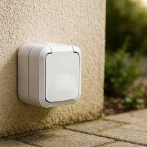 Prise 2P+T étanche Quarx Aquapro coloris blanc idéale pour l'extérieur