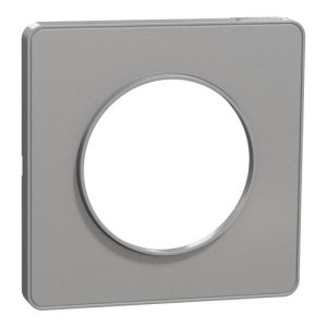 plaque 1 poste aluminium Schneider Odace Touch - vue de face