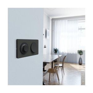 plaque 2 postes Schneider Odace Touch finition Kvadrat noir avec liseré anthracite - photo ambiance intérieur