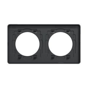 plaque 2 postes Schneider Odace Touch finition bois zebrano avec liseré anthracite - vue de dos