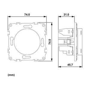 thermostat connecté Schneider Wiser Odace blanc - schéma avec dimensions