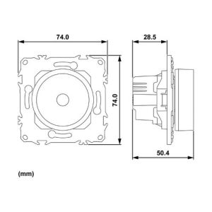 variateur rotatif Schneider Wiser Odace noir mat - schéma avec dimensions