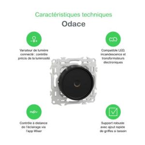 avantages du variateur rotatif Schneider Wiser Odace noir mat