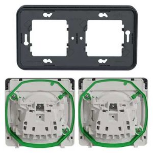 Double prise de courant 2P+T SCHNEIDER Mureva avec bornes connexion auto