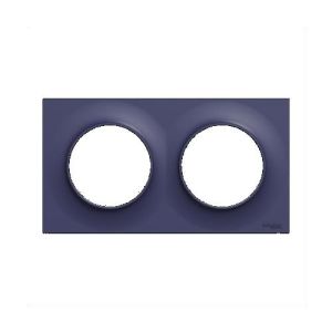 plaque 2 postes schneider odace styl bleu cobalt - vue de face
