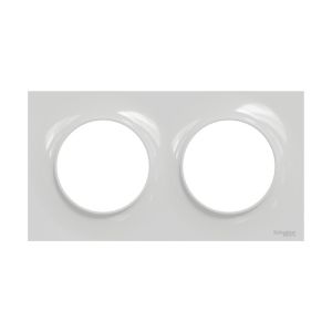 Plaque de finition 2 postes Schneider Odace Styl coloris gris pierre - vue de face
