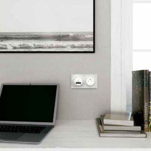 Plaque de finition 2 postes Schneider Odace Styl coloris gris pierre - photo d'ambiance