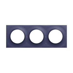plaque 3 postes schneider odace styl bleu cobalt - vue de face