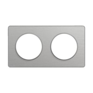 plaque 2 postes schneider odace styl aluminium brossé - vue de face