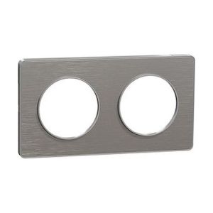 plaque 2 postes schneider odace styl aluminium brossé
