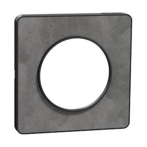 plaque 1 poste Schneider Odace Touch finition ardoise avec liseré anthracite - vue de profil