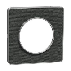 plaque 1 poste Schneider Odace Touch finition Kvadrat noir avec liseré aluminium - vue de profil