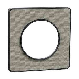 plaque 1 poste Schneider Odace Touch finition Kvadrat perle avec liseré anthracite - vue de profil
