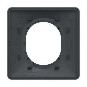 Plaque de finition Schneider Ovalis 1 poste anthracite avec bague effet argent chromé - vue de dos