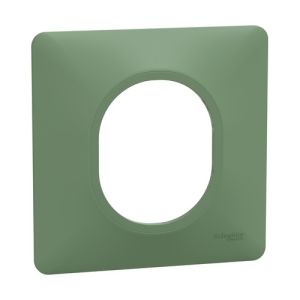 plaque de finition 1 poste Schneider Ovalis couleur vert forêt - vue de profil