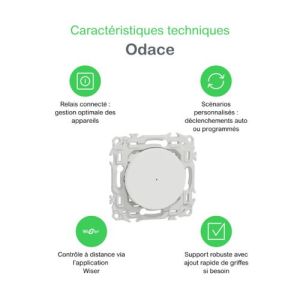 Caractéristiques techniques interrupteur poussoir Schneider Wiser Odace