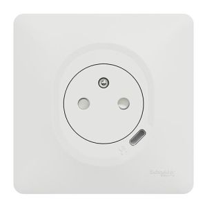 Prise de courant 2P+T + USB Type-C complète affleurante coloris blanc SCHNEIDER Ovalis