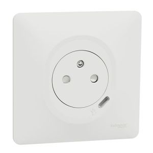 Prise de courant 2P+T + USB Type-C complète affleurante coloris blanc SCHNEIDER Ovalis - vue de profil
