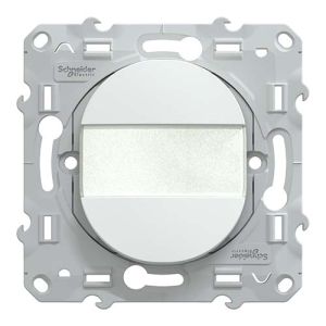 Poussoir à fermeture Schneider Ovalis coloris blanc avec porte étiquette - vue de face