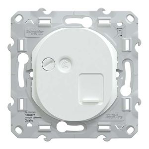 Prise RJ45 catégorie 6a STP blanc SCHNEIDER Ovalis - vue de face