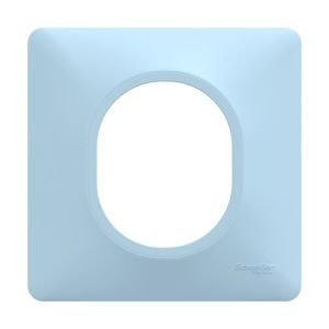 plaque de finition 1 poste Schneider Ovalis bleu azurin - vue de face