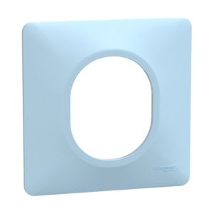 plaque de finition 1 poste Schneider Ovalis bleu azurin - vue de profil