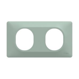 plaque de finition 2 postes schneider ovalis coloris sauge - vue de face