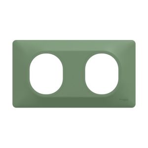 plaque de finition 2 postes schneider ovalis vert forêt - vue de face