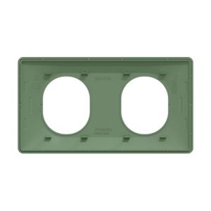 plaque de finition 2 postes schneider ovalis vert forêt - vue de dos