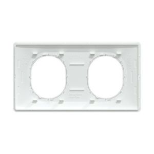 plaque de finition 2 postes schneider ovalis blanc liseré argent - vue de dos