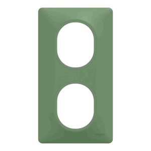 plaque de finition 2 postes vertical schneider ovalis coloris vert forêt - vue de face