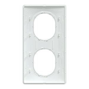 plaque de finition 2 postes vertical Schneider Ovalis blanc bague effet laiton - vue de dos
