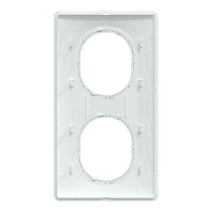plaque de finition verticale 2 postes Schneider Ovalis blanc avec bague argent - vue de dos