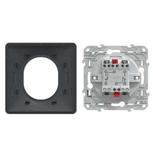 Interrupteur va et vient + poussoir SCHNEIDER Ovalis complet anthracite