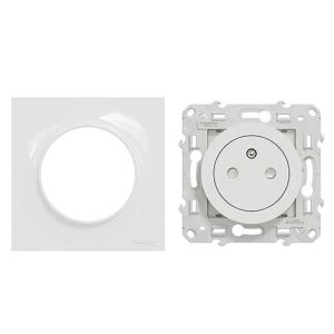 SCHNEIDER Odace Prise de courant 2P+T affleurante complète blanc