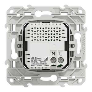 Prise chargeur double USB TYPE A+C blanc SCHNEIDER Odace - image de dos