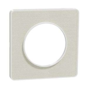Plaque simple SCHNEIDER Odace Touch finition Kvadrat craie avec liseré blanc - vue de profil